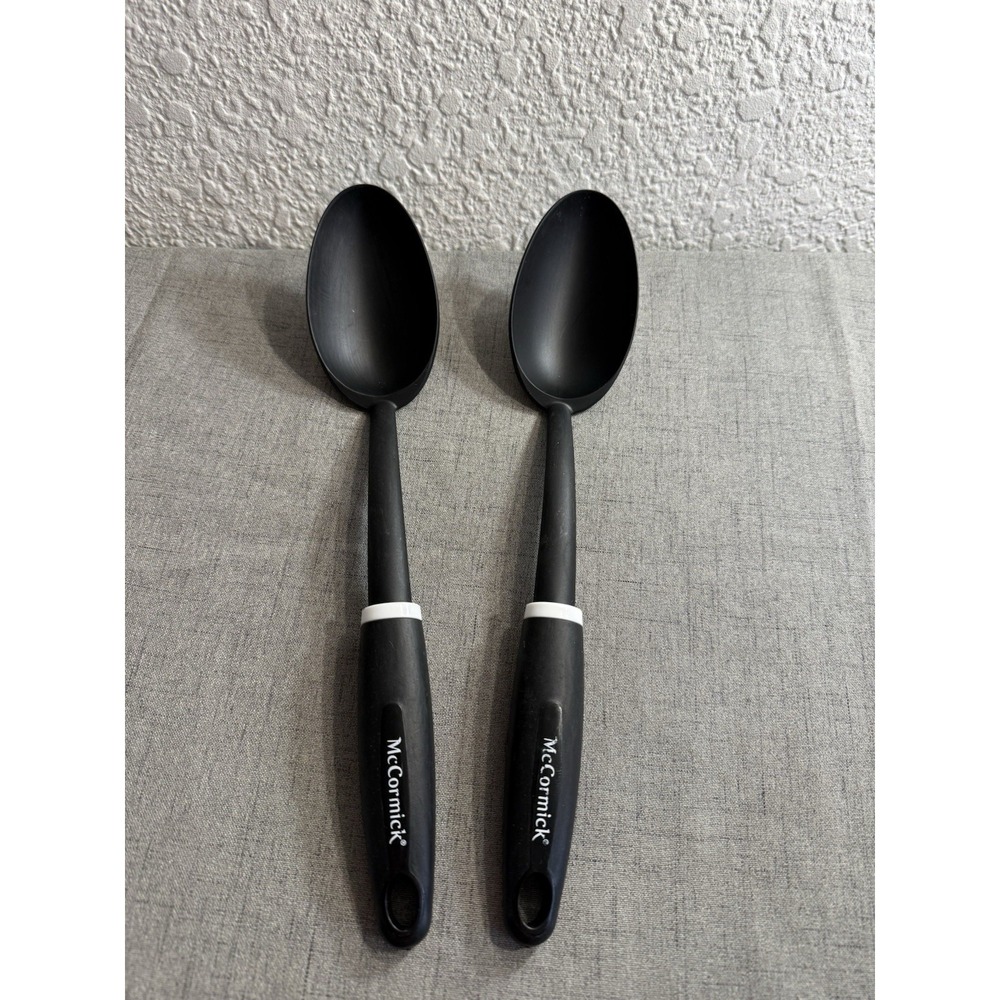 McCormick Black Kitchen Utensil 2 Piece Set Solid Spoons